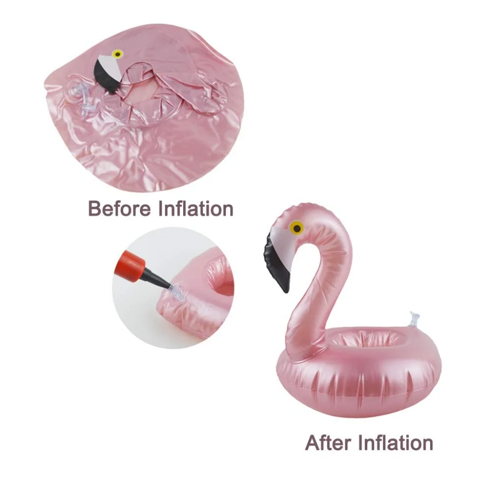 8 Pink Flamingo Inflatable Drink Holders - Picture 3 of 4
